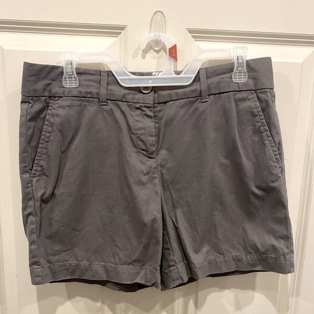 Ann Taylor LOFT Womens Gray Chino Shorts Size 4 Mid Rise Cotton Twill Casual